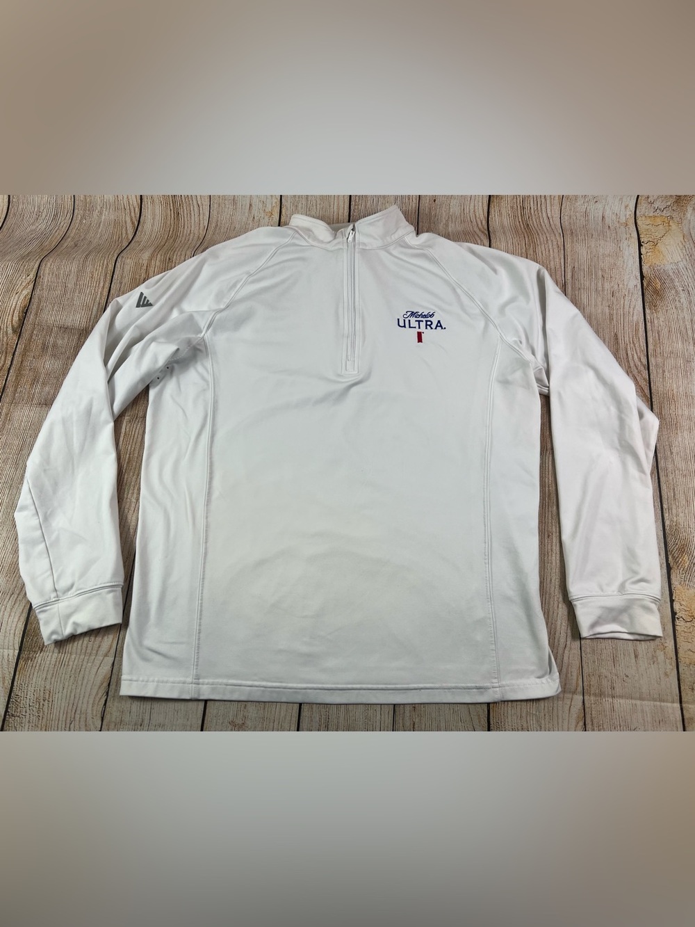 Men Levelwear Michelob Ultra Golf 1/4 Zip Pullover Longsleeve Shirt White Large
